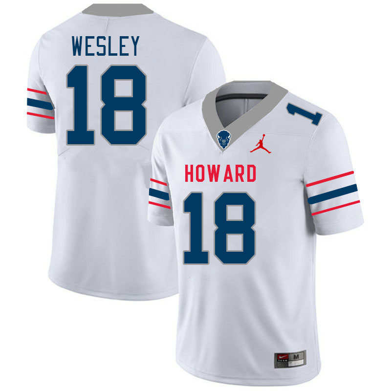 Men-Youth #18 CJ Wesley howard Bison 2023 College Football Jerseys Stitched-White